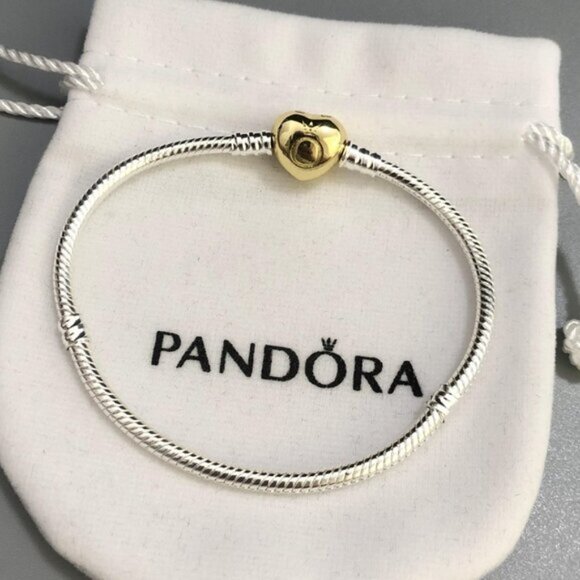 Pandora Moments Heart Clasp Snake Chain Bracelet Wrist Size 6.7 in Bracelet Size - Picture 3 of 6